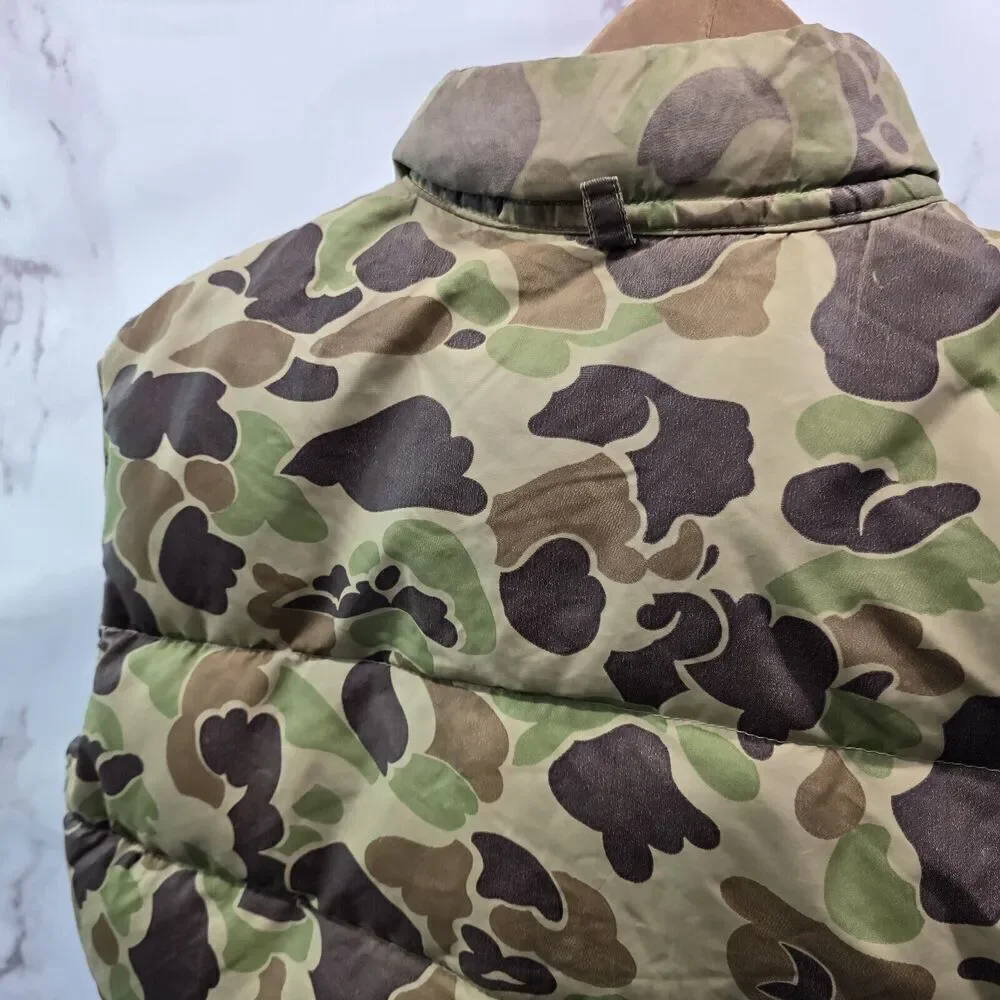 Camo Down Puffer Vest Mens Large Vintage Duck Snap Button 4 Color Goose Green